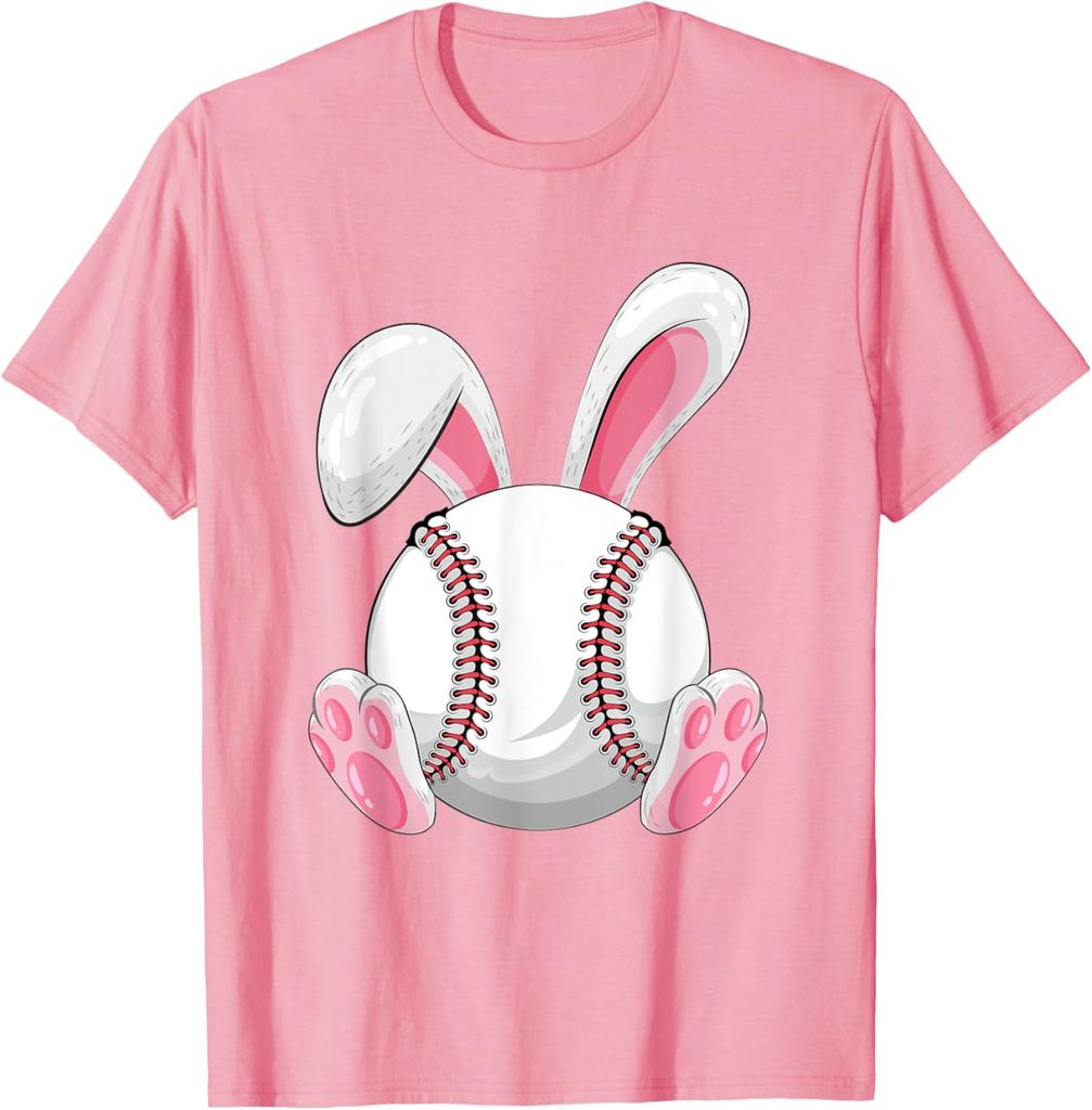 Бейсбольный кролик Пасхальная графическая футболка Смешная весенняя спортивная хлопковая футболка для мужчин