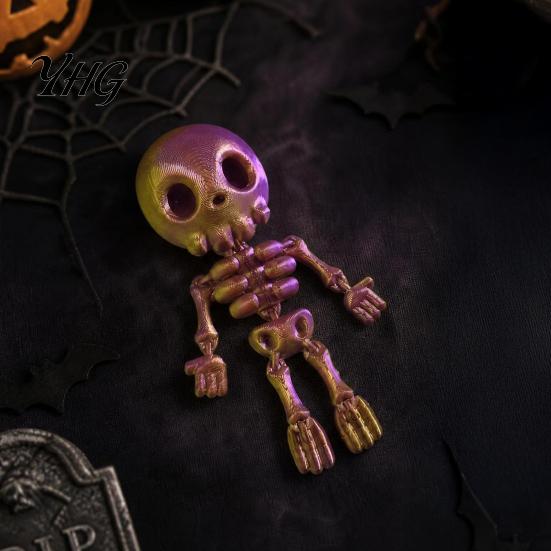 Подвижные шарнирные фигурки 3D-печатная милая фигурка скелета, шарнирный Хэллоуинский декор, Маленький большой набор украшений с подвижными суставами для рабочего стола