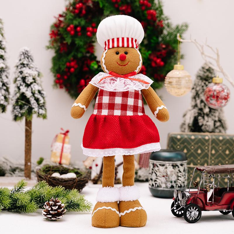 Adorable Gingerbread Man Chef Hat Doll With Stretchable Design For Christmas Home Decoration