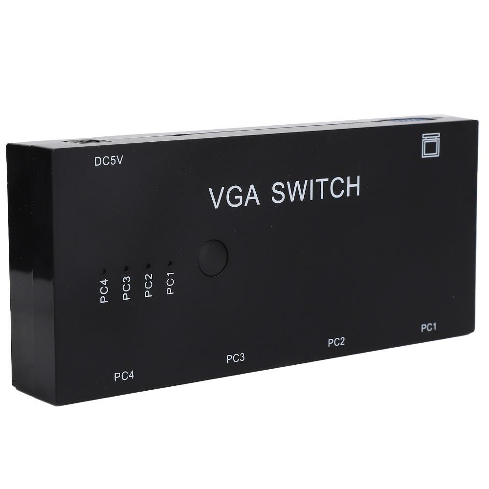 1920@1080P VGA Switcher 4 in 1 Out HD Video Sharer VGA Switch Box for VGA/XVGA/SVGA/UXGA TV Monitor