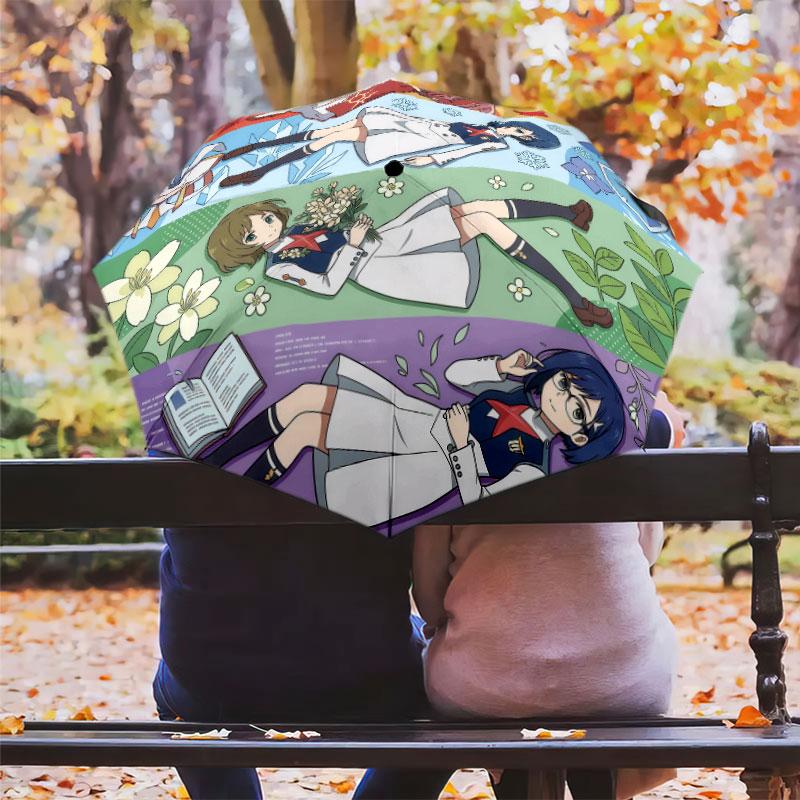 1 PC Automatic Folding Umbrella - Franxx Pattern Portable Foldable Design With 8 Ribs Christmas Birthday Gifts