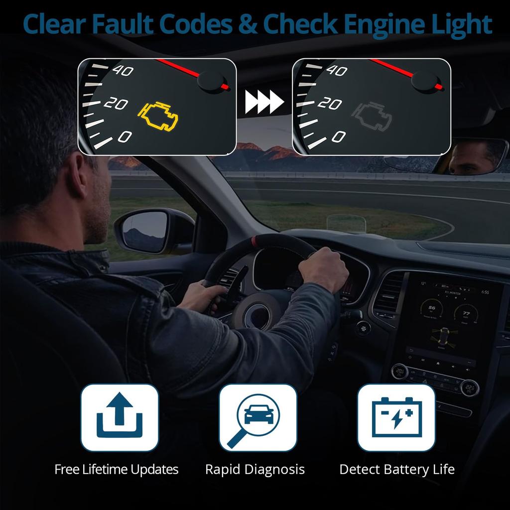 ALLmeter OBD2 Scanner OBDII Car Diagnostic Scanner - 2.4" Color Screen 9 Protocols Compatible with Most Vehicles from 1996 Onwards