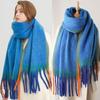 Luxury Fashion Mohair Thick Scarf Men Women Winter Solid Tassel Scarf Students Warm Extended Long Scarves Shawl Neckerchief