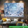 Winter Wonderland Photography Backdrop, Blue Snow Scene Banner for Wedding, Birthday and Holiday Parties
