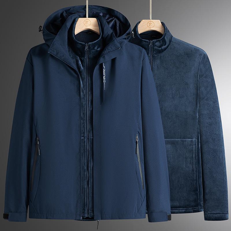 Outdoor Maple Leaf 3-in-1 Jacket: Detachable Camouflage Set with Fleece Lining, Waterproof, Ideal for Live Streaming Sales