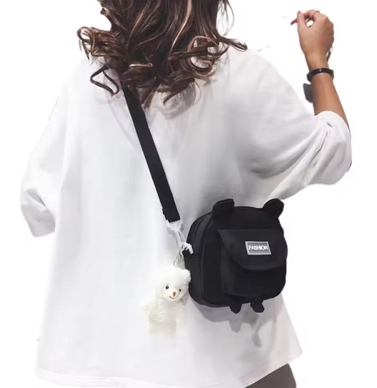 Japanese Style Small Bag Female Fashion Wild Cute Messenger Kitty Bag ins Korean Student Canvas Shoulder Bag Mobile Phone Pouch