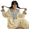 Фланелевая пижама, женский ночной костюм, зимняя домашняя одежда, новый комплект из кораллового флиса, большой размер, домашняя одежда, теплая для улицы, домашняя одежда