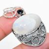 Rainbow Moonstone, Spinel 925 Sterling Silver Jewelry Pendant 1.97" C2V16