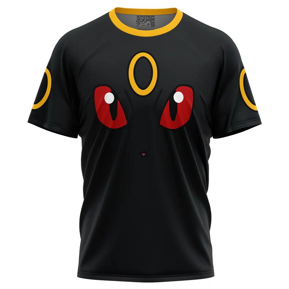 Мужская футболка Umbreon Face с полным принтом, Черно-желтая, Покемон Аниме Отаку, Короткий рукав, Повседневная, Косплей