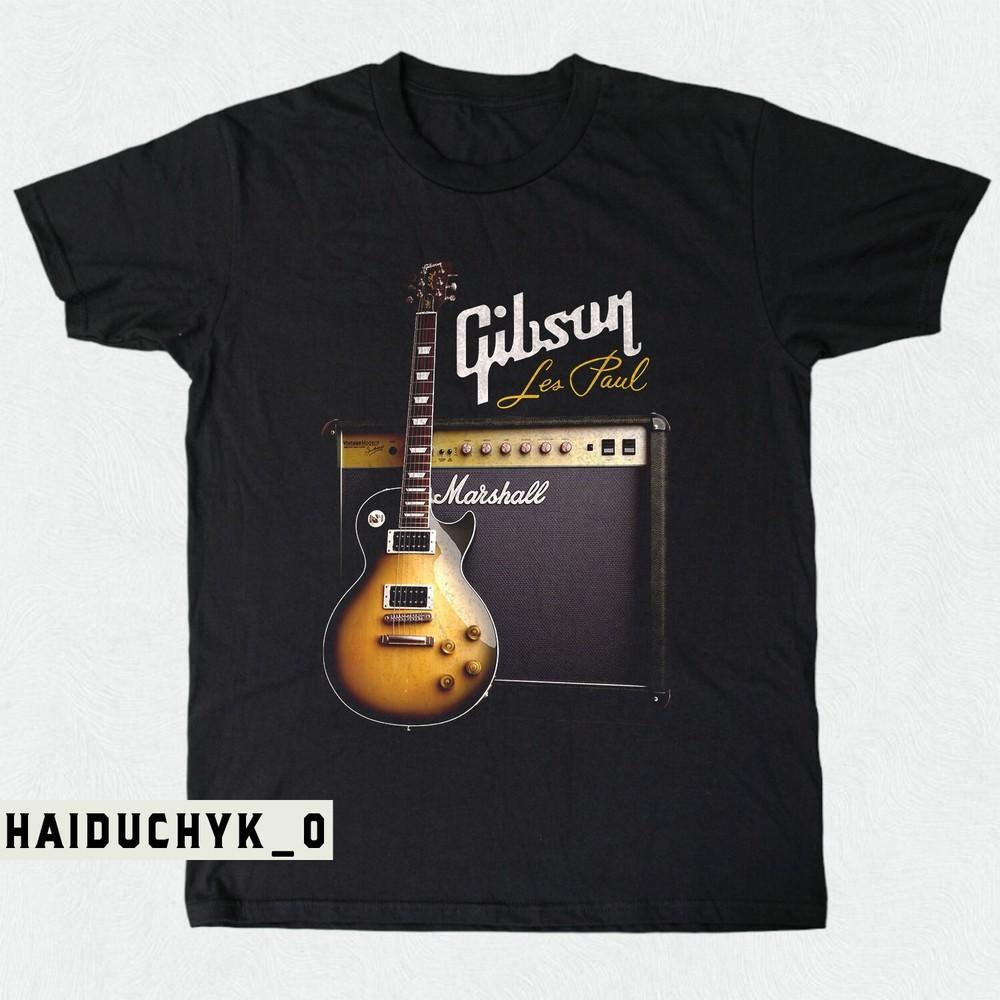 Унисекс футболка Gibson Les Paul Guitar Черная S-5XL Унисекс футболка