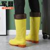 Модные высокие сапоги с утолщенным круглым носком, высокие сапоги для дождя, мужские профессиональные резиновые сапоги для трудовой защиты, высокие сапоги-трубы, водная обувь