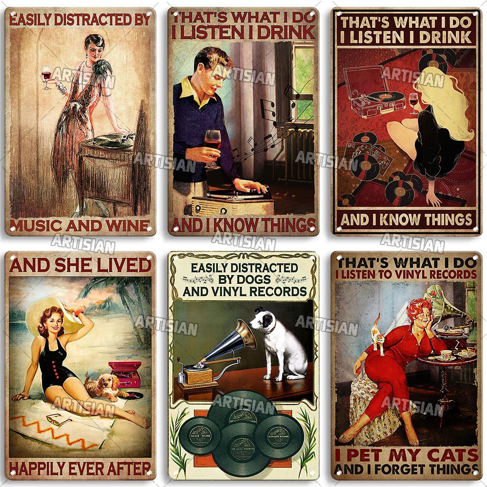 Классические виниловые пластинки настенная тарелка винтажная музыка металлическая жестяная вывеска настенное искусство металлический плакат мужская пещера кафе клуб индустриальный декор