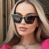Non-polarized New Cat Eye Sunglasses Women Fashion Oversized Gradient Color Shades Eyewear Brand Designer Semi Metal Cateye Frame Sun Glasses