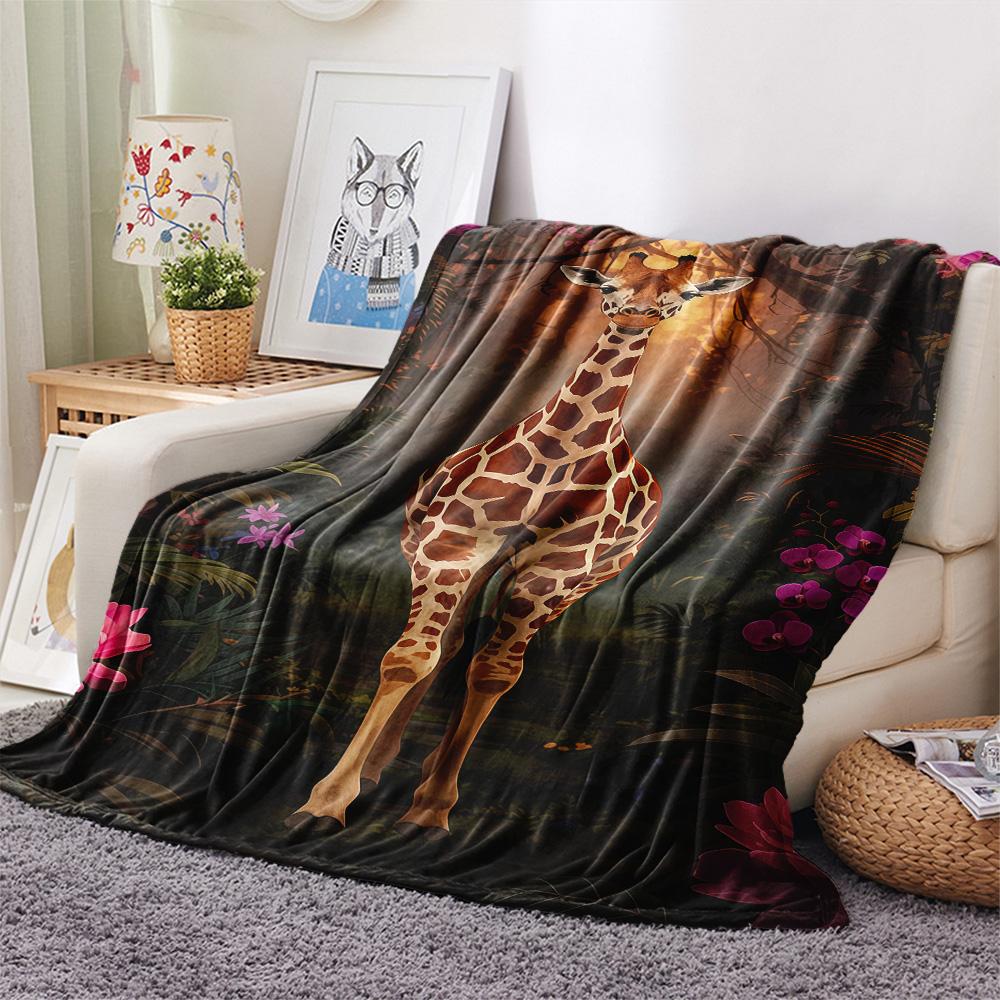 1PC Romanticism Print FlAannel Blanket, High quality Comfortable for All Seasons, Home Decor, Warmth and Comfort