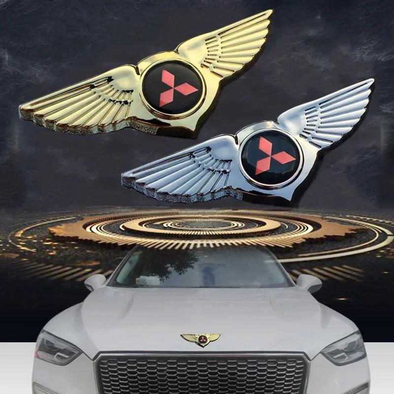 Metal Car Sticker Front Grille Badge Wings Emblems for Mitsubishi Aerobus Lancer Cordia Pajero Outlander Eclipse Galant Mirage YG2