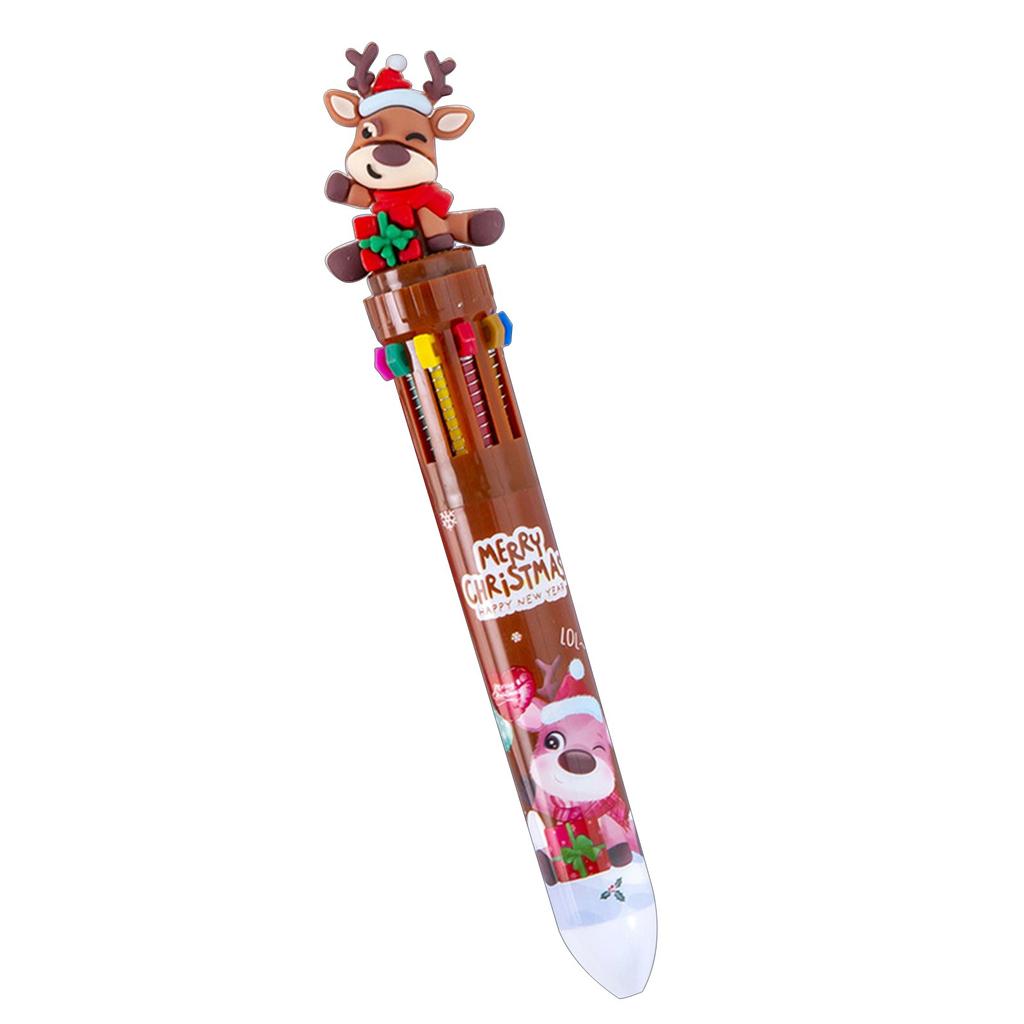 Christmas Ten-color Ballpoint Pen, Cute Cartoon Style, Suitable For Holiday Gifts5ml