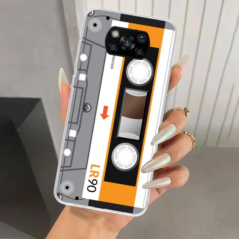 Винтажный магнитный чехол-кассета для телефона Xiaomi Poco X6 X5 X4 X3 Nfc F6 F5 F4 GT F3 F2 Pro F1 M5S M4 M3 5G Мягкий Funda P