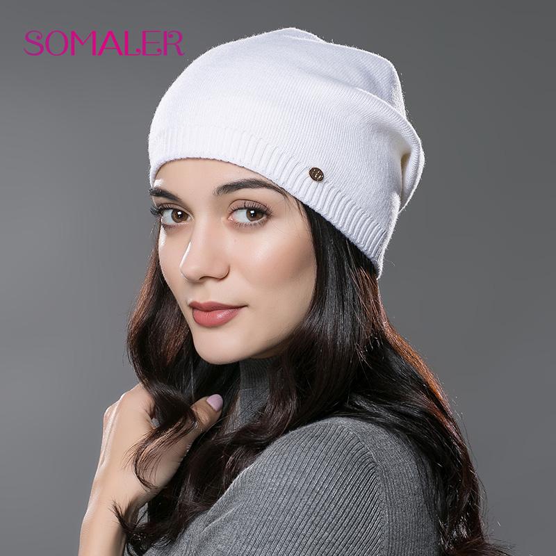 SOMALER Женские вязаные шерстяные шапки на зиму в стиле хип-хоп Gorros для женщин, повседневные кепки хорошего качества