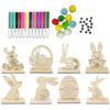 Unfinished Easter Bunny Egg Wood Slices Ornament Crafts Decor Party Decorations