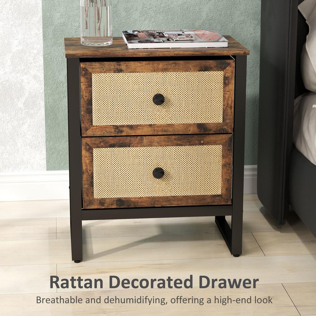Industrial Natural Bedside Table Brown