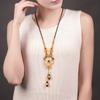 GemChic женское новое винтажное этническое стеклянное ожерелье с подвеской в виде цветка и капли воды, регулируемая цепочка, модное украшение на день рождения, Рождество, подарок