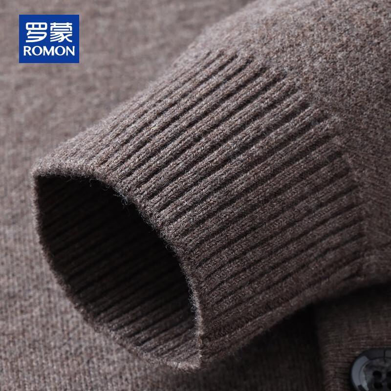 ROMON Men's 100% Pure Wool Thickened Button Cardigan Sweater with Pockets
