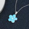 Boho Fashion Flower Pendant Necklace for Women Girl Charm Blue Imitation Opal Necklace Trendy Wedding Party Jewelry
