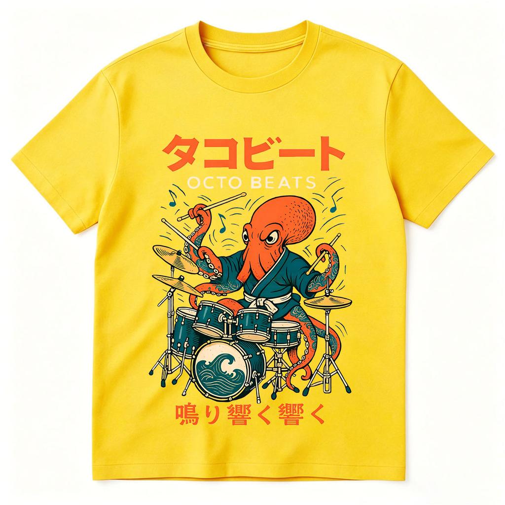 Japanese Octo Beats Osaka Dotonbori Drunken Octopus Funny T Shirts Unisex Women Retro Harajuku Oversized Cotton TShirts Streetwear