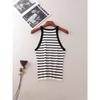 C's Narrow Shoulder Halterneck Stripes Vest Export Accessible Luxury High Elastic Silm Slimming Knitted Sling Tops Women