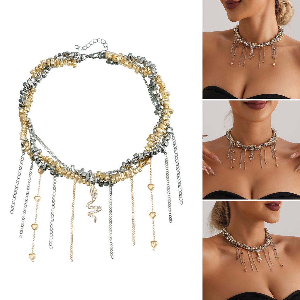 Нерегулярное ожерелье с сердечками и кисточками из бисера и подвеской в виде змеи, портативное для женщин, ищите уникальные модные аксессуары