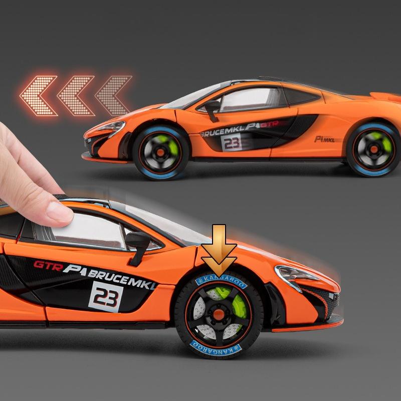 1:24 P1 GTR Суперкар Сплав Металл Литье под Давлением Модель Автомобиля Звук и Свет Высокая Симуляция Модель Транспортного Средства Подарки