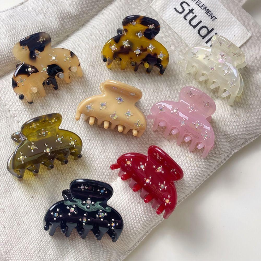 Acetic Acid Acetate Hairpin Babysbreath Mini Hair Claw Cute Rhinestone Hair Clip Girls