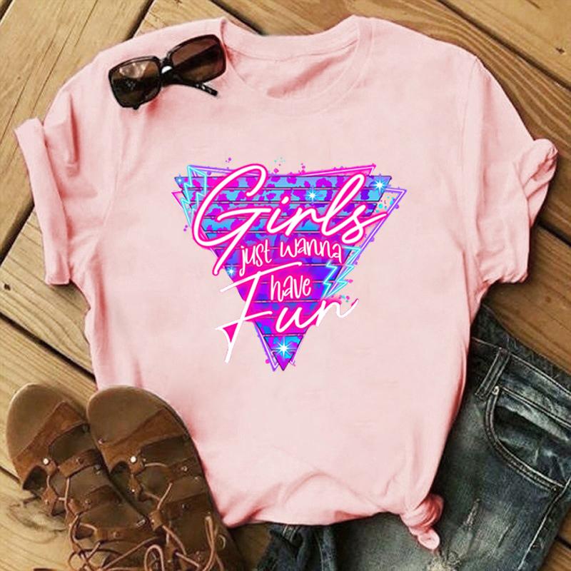 Новые смешные футболки с принтом 'Girls Just Wanna Have Fun', модные женские футболки с коротким рукавом, крутые летние повседневные топы