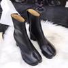Fashion Split Toe Shoes Autumn Winter Ankle Boots Artificial Leather Low Heels Women's Boots