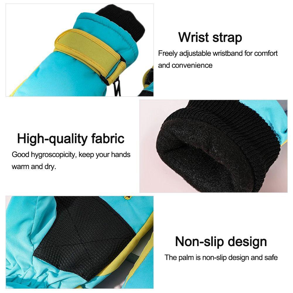 Winter Fashion Print Non-slip Thick Warm Windproof Long-sleeved Mittens Children Ski Gloves