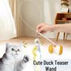 Multifunctional Duck Cat Teaser Wand with Rotating Feather & Catnip for Self-Play