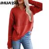 Autumn Winter Women's Casual Shirt Solid Color Long Sleeve Splicing Solid Color Loose Hoodie Women On