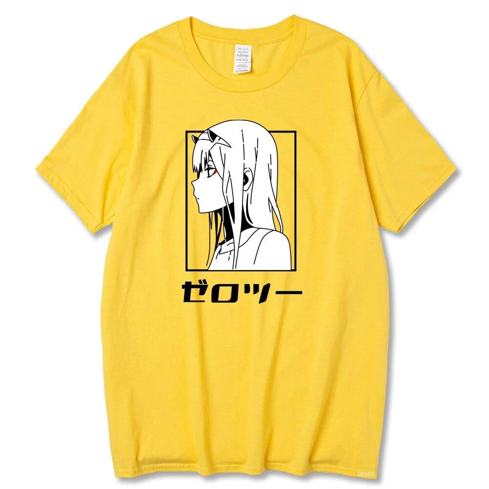 Футболка с японским аниме «Darling In The Franxx» унисекс Kawaii футболка с рисунком «Zero Two» Harajuku топы унисекс Unisexga футболки с рисунком мужской унисекс