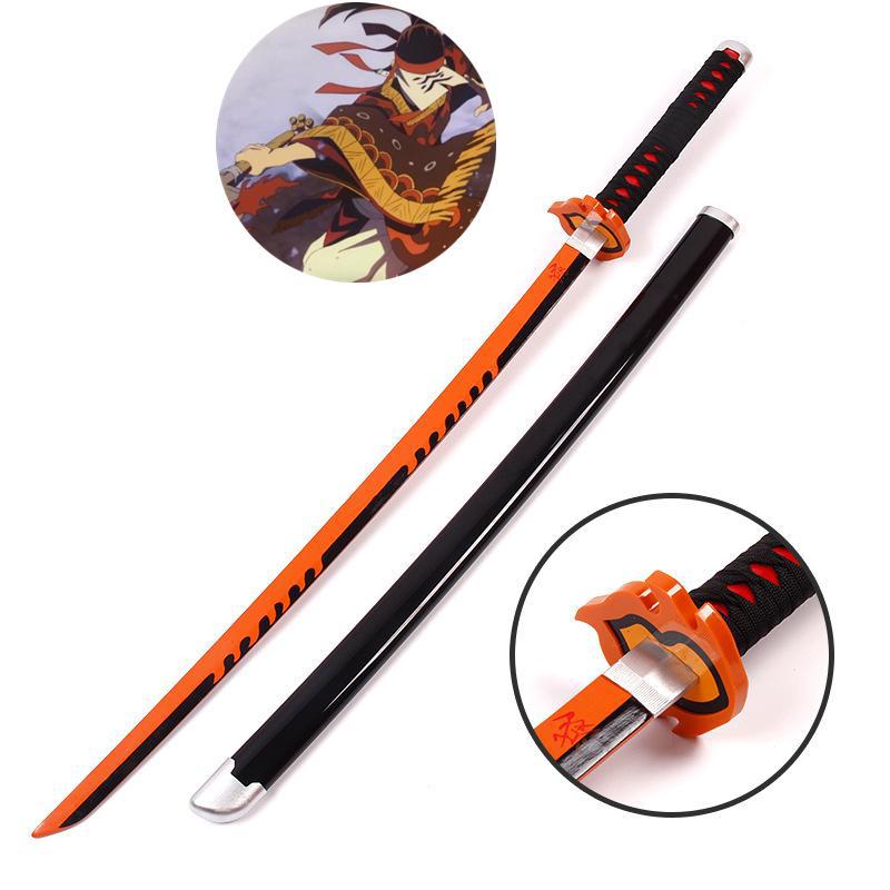 104cm Demon Slayer Katana Sword Bamboo Anime Blade Sunwheel Knife Tanjirou Katana Weapon Model 1:1 Ninja Cosplay Prop Kids Toys