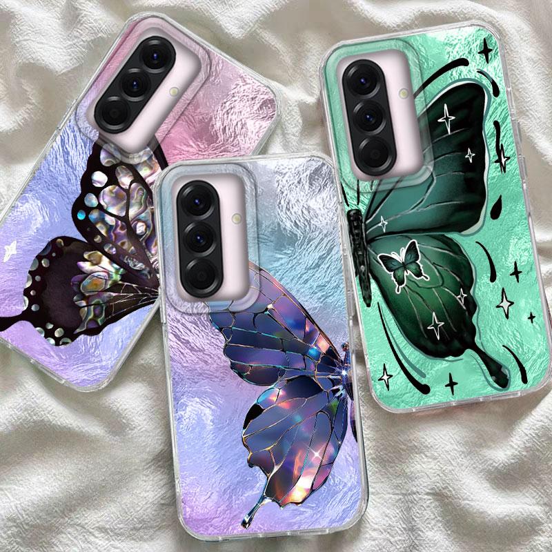 Case For Samsung Galaxy A56 A36 A16 A25 A35 A26 S25 S24 Plus Ultra FE 5G Phone Cover Butterfly Gradient For Samsung A55 Soft Bag