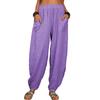 Casual Women Harem Pants Summer Female Cotton Linen Loose Wide Leg Long Pants Homewear