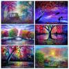 Набор 5D алмазной живописи «сделай сам», полная алмазная живопись, искусство алмазной живописи, декор стен, пейзажная живопись с пляжным деревом на закате