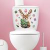 Merry Christmas Toilet Sticker Waterproof Self-adhesive PVC Living Room Bathroom Wall Santa Car Reindeer Stocking Toilet Seat Lid Decoration Decal