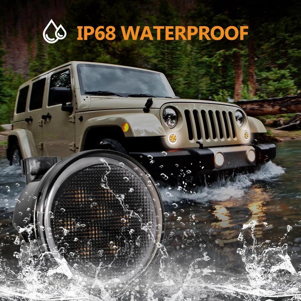 Желтая решетка Jeep Wrangler Светодиодная полоса дневных ходовых огней