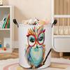 1pc Foldable Owl Laundry Basket with Red Glasses & Sturdy Handle - Colorful Owl Hamper Organizer Suitable for Dorm,, Room, Toy Storage Bin, Portable B