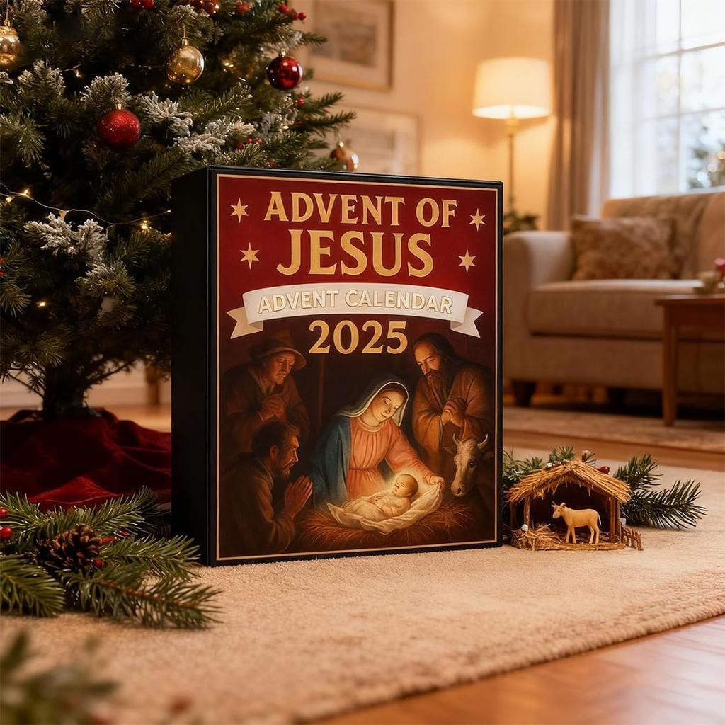 Jesus Advent Calendar 2025, Advent Of Jesus 2025 Advent Calendar with 24 Different 2D Flat Acrylic Jesu Figurines for Christmas Tree Ornaments