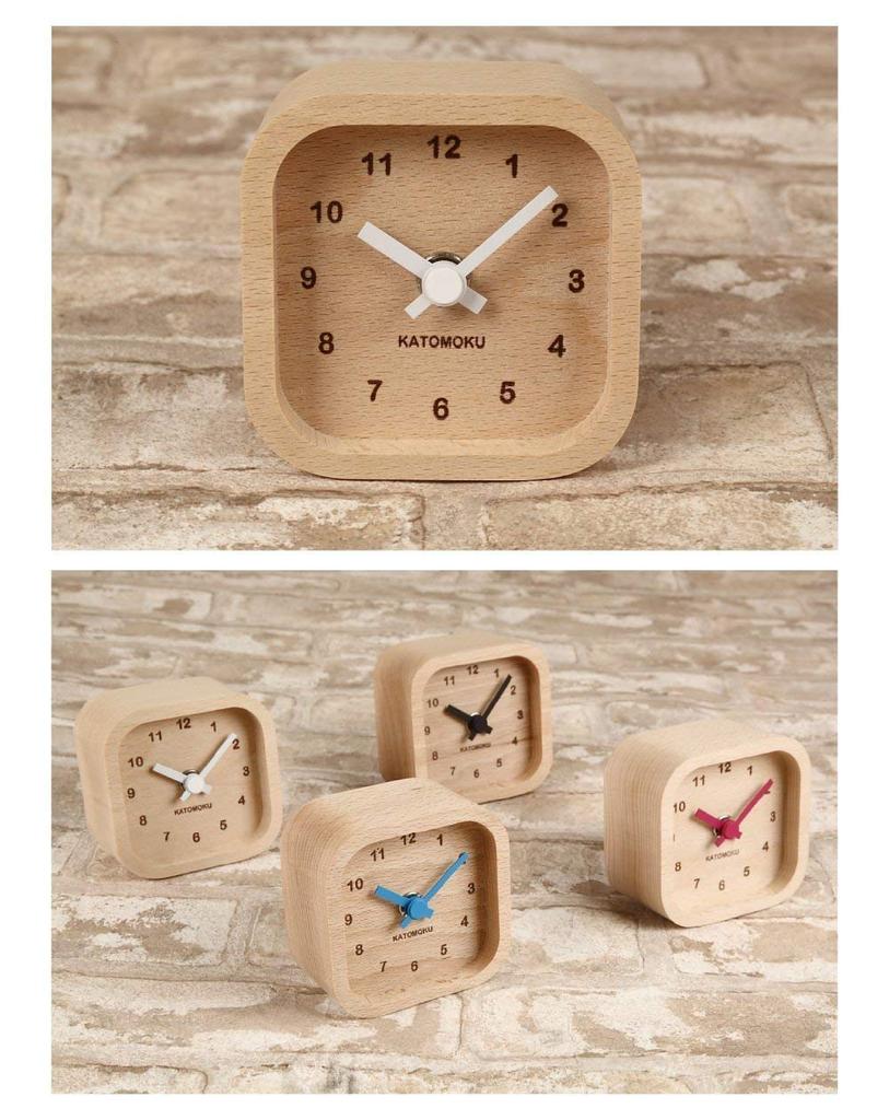 KATOMOKU Часы Muku mini clock квадратные белые настольные деревянные km-25WH 85×85×46 мм