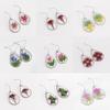 1pair Babysbreath Verbena Cornflower Real Flower Droplet Shaped Dry Flower Earrings Unique Natural Flowe