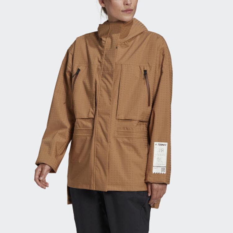 Adidas W Cap RR. Куртка спортивная на открытом воздухе с капюшоном рабочая куртка женская куртки бронзовый GF0047