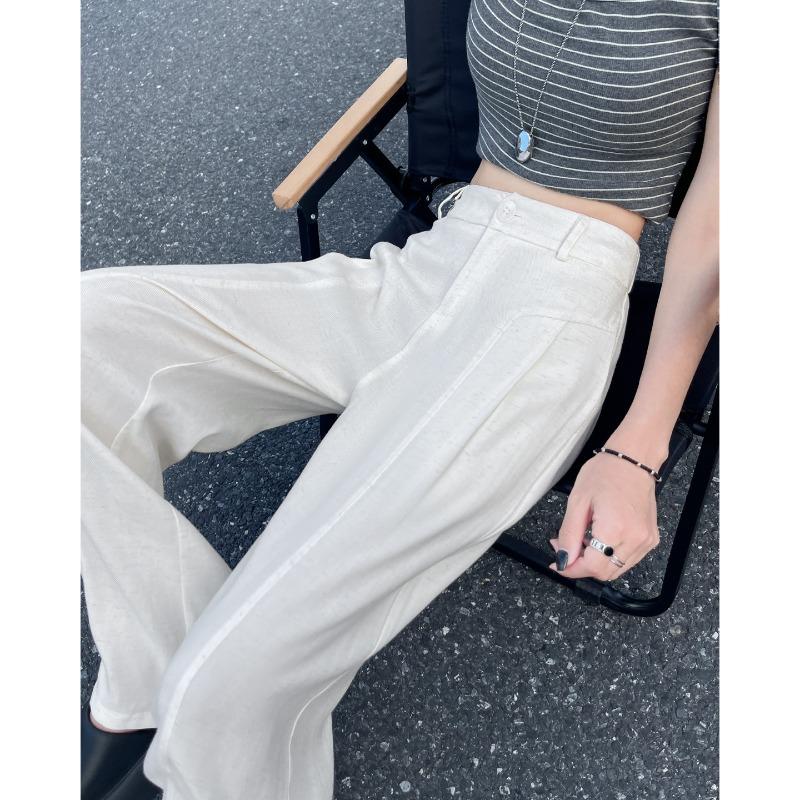 White Tencel Linen Wide-leg Pants Women's Summer Thin Yamamoto Pants High Waist Pendant Feeling Small Cotton and Linen Suit Pants